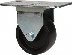 E.R. Wagner - 3" Diam x 1-1/4" Wide x 3-3/4" OAH Top Plate Mount Rigid Caster - Polyolefin, 210 Lb Capacity, Plain Bearing, 2-1/2 x 5" Plate - Exact Tool & Supply