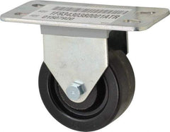 E.R. Wagner - 3" Diam x 1-1/4" Wide x 3-3/4" OAH Top Plate Mount Rigid Caster - Phenolic, 250 Lb Capacity, Plain Bearing, 2-1/2 x 5" Plate - Exact Tool & Supply