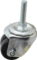 E.R. Wagner - 2" Diam x 13/16" Wide x 2-3/4" OAH Stem Mount Standard Caster - Hard Rubber, 200 Lb Capacity, Delrin Bearing, 1/2-13 x 2-1/2" Leveling Stem - Exact Tool & Supply