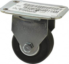 E.R. Wagner - 3" Diam x 1-1/8" Wide x 3-7/16" OAH Top Plate Mount Rigid Caster - Hard Rubber, 175 Lb Capacity, Sintered Bearing, 2-3/4 x 3-3/4" Plate - Exact Tool & Supply