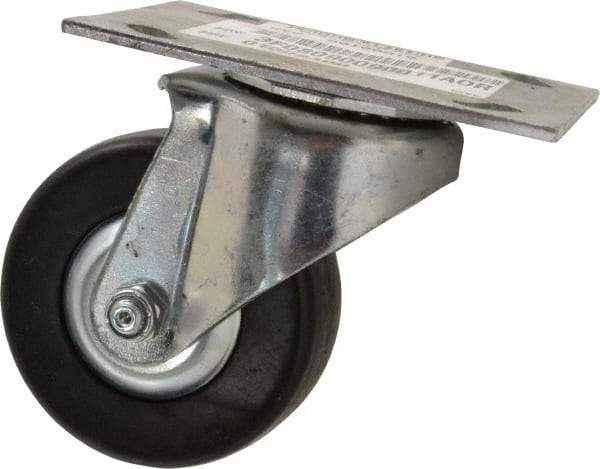 E.R. Wagner - 3-1/2" Diam x 1-1/4" Wide x 4-5/8" OAH Top Plate Mount Swivel Caster - Hard Rubber, 250 Lb Capacity, Delrin Bearing, 3-3/4 x 4-5/8" Plate - Exact Tool & Supply