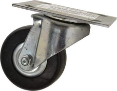 E.R. Wagner - 3-1/2" Diam x 1-1/4" Wide x 4-5/8" OAH Top Plate Mount Swivel Caster - Hard Rubber, 250 Lb Capacity, Delrin Bearing, 3-3/4 x 4-5/8" Plate - Exact Tool & Supply