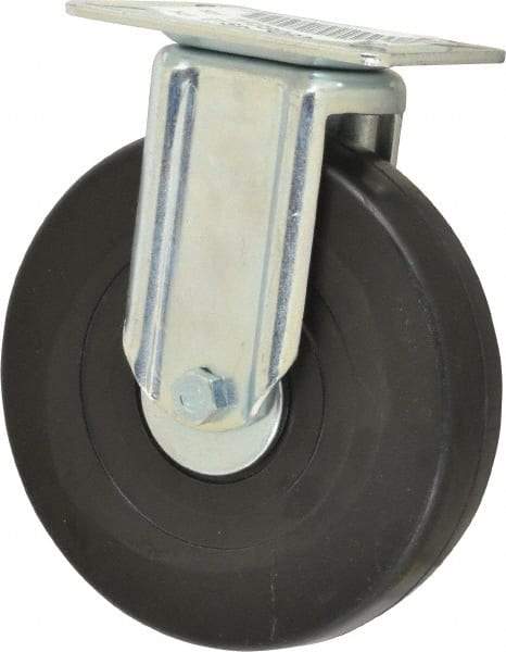 E.R. Wagner - 6" Diam x 1-3/8" Wide x 7-1/16" OAH Top Plate Mount Rigid Caster - Soft Rubber, 280 Lb Capacity, Delrin Bearing, 3-1/8 x 4-1/8" Plate - Exact Tool & Supply