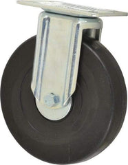 E.R. Wagner - 6" Diam x 1-3/8" Wide x 7-1/16" OAH Top Plate Mount Rigid Caster - Soft Rubber, 280 Lb Capacity, Delrin Bearing, 3-1/8 x 4-1/8" Plate - Exact Tool & Supply