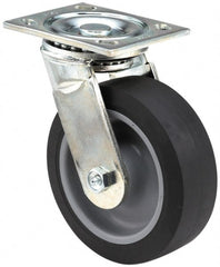 E.R. Wagner - 5" Diam x 2" Wide x 6-1/2" OAH Top Plate Mount Swivel Caster with Brake - Exact Tool & Supply