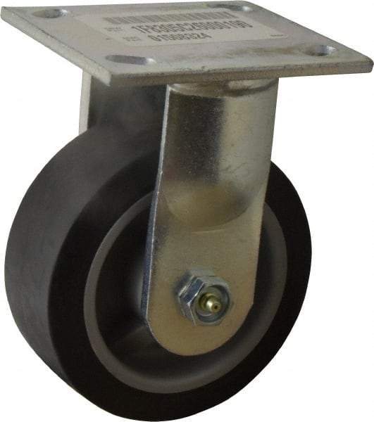 E.R. Wagner - 5" Diam x 2" Wide x 6-1/2" OAH Top Plate Mount Rigid Caster - TPR, 325 Lb Capacity, Roller Bearing, 4 x 4-1/2" Plate - Exact Tool & Supply