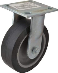 E.R. Wagner - 6" Diam x 2" Wide x 7-1/2" OAH Top Plate Mount Rigid Caster - TPR, 400 Lb Capacity, Roller Bearing, 4 x 4-1/2" Plate - Exact Tool & Supply