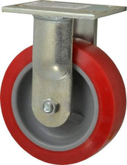 E.R. Wagner - 6" Diam x 2" Wide x 7-1/2" OAH Top Plate Mount Rigid Caster - Polyurethane, 900 Lb Capacity, Roller Bearing, 4 x 4-1/2" Plate - Exact Tool & Supply