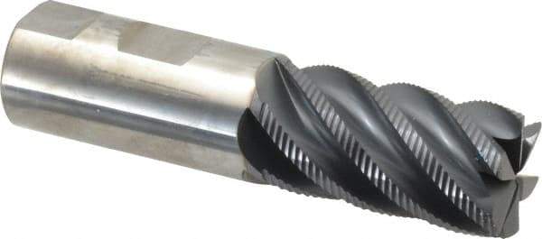 SGS - 1" Diam, Coarse Pitch, 1-3/4" LOC, 6 Flute Solid Carbide 0.06" Corner Radius Roughing End Mill - AlTiN Finish, 4" OAL, 1" Shank Diam, Single End, Centercutting, 40° Helix - Exact Tool & Supply