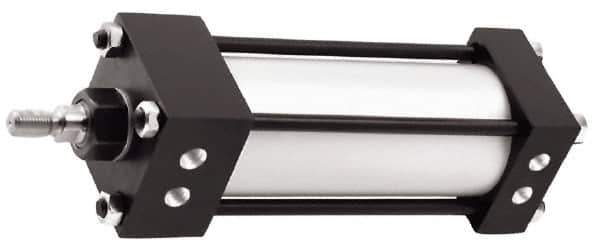 Norgren - 8" Stroke x 4" Bore Single Acting Air Cylinder - 1/2 Port, 3/4-16 Rod Thread, 250 Max psi, -20 to 200°F - Exact Tool & Supply