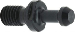 Parlec - I Style, CAT50 Taper, 1-8 Thread, 45° Angle Radius, Standard Retention Knob - 3.355" OAL, 0.905" Knob Diam, 0.402" Flange Thickness, 1.78" from Knob to Flange, 1.031" Pilot Diam, 0.236" Coolant Hole, Through Coolant - Exact Tool & Supply