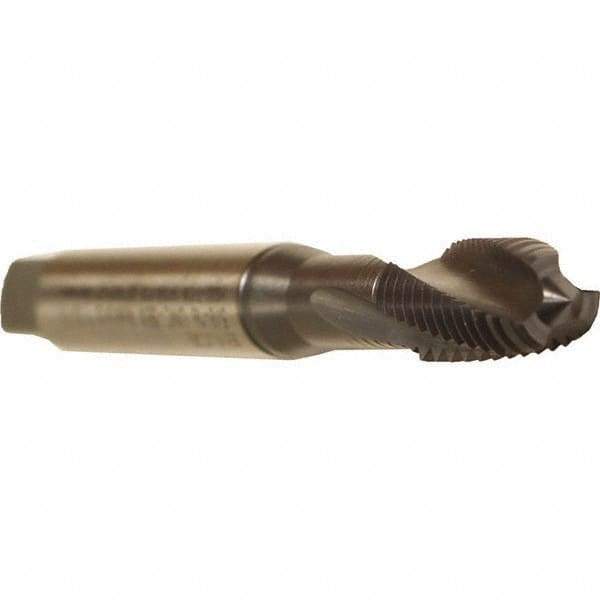 Emuge - M8x1.25 Metric 3 Flute 6HX Modified Bottoming Spiral Flute Tap - Cobalt, TiCN Finish, 90mm OAL, Right Hand Flute, Right Hand Thread, Series Rekord D - Exact Tool & Supply