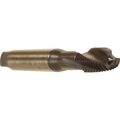 Emuge - M8x1.25 Metric 3 Flute 6HX Modified Bottoming Spiral Flute Tap - Cobalt, TiCN Finish, 90mm OAL, Right Hand Flute, Right Hand Thread, Series Rekord D - Exact Tool & Supply