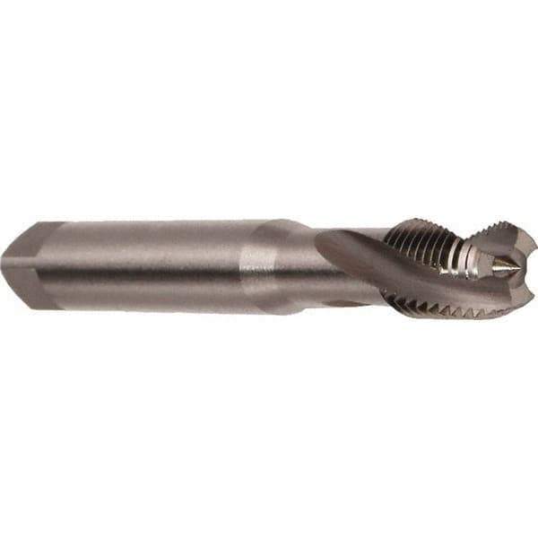 Emuge - M3x0.50 Metric 2 Flute 6H Modified Bottoming Spiral Flute Tap - Cobalt, Bright Finish, 56mm OAL, Right Hand Flute, Right Hand Thread, Series Rekord D - Exact Tool & Supply