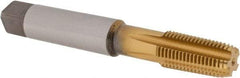 Emuge - 1/4-18 NPT Thread, 5 Flute Standard Pipe Tap - 2-7/16" OAL, 1.06" Thread Length, 9/16" Shank Diam, TiN Finish, Cobalt - Exact Tool & Supply