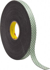 3M - 1" x 36 Yd Acrylic Adhesive Double Sided Tape - 1/16" Thick, Black, Urethane Foam Liner, Continuous Roll, Series 4056 - Exact Tool & Supply
