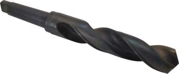 Interstate - 2-13/32", 5MT 118° Point High Speed Steel Taper Shank Drill Bit - Oxide Finish, 11-1/8" Flute Length, 18-1/2" OAL, Spiral Flute - Exact Tool & Supply