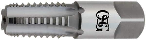 OSG - 1/4-18 NPTF Thread, 5 Flute Standard Pipe Tap - 2-7/16" OAL, 1-1/16" Thread Length, 9/16" Shank Diam, TiCN Finish, High Speed Steel - Exact Tool & Supply