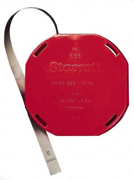 Starrett - 0.023 Inch Thick x 6.10 m Long x 1/2 Inch Wide, Feeler Stock Roll - Tempered Steel - Exact Tool & Supply