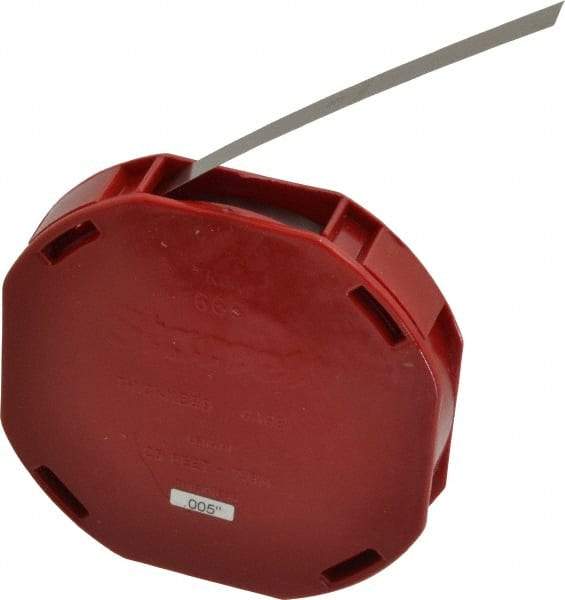 Starrett - 0.005 Inch Thick x 7.62 m Long x 1/2 Inch Wide, Feeler Stock Roll - Tempered Steel - Exact Tool & Supply