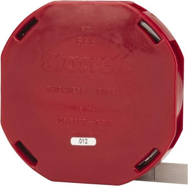 Starrett - 0.012 Inch Thick x 7.62 m Long x 1/2 Inch Wide, Feeler Stock Roll - Tempered Steel - Exact Tool & Supply