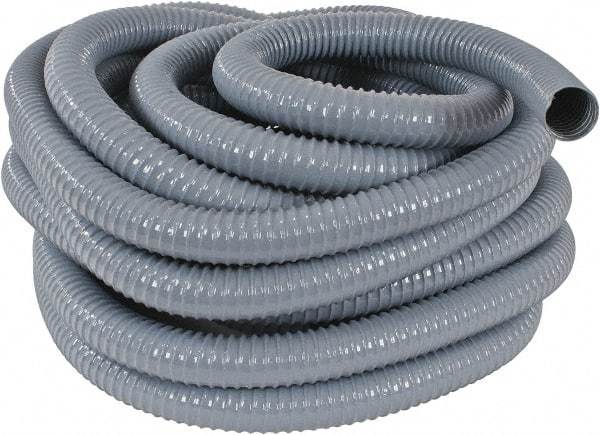 Hi-Tech Duravent - 1-1/2" ID, 26 Hg Vac Rating, 35 psi, PVC Vacuum & Duct Hose - 50' Long, Gray, 1-1/8" Bend Radius, -20 to 150°F - Exact Tool & Supply