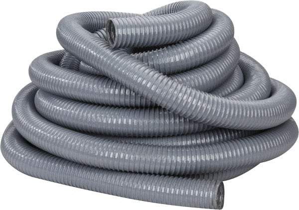 Hi-Tech Duravent - 2" ID, 25 Hg Vac Rating, 27 psi, PVC Vacuum & Duct Hose - 50' Long, Gray, 1-5/8" Bend Radius, -20 to 150°F - Exact Tool & Supply