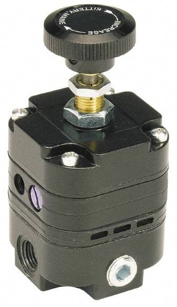 Parker - 1/4 NPT Port, 14 CFM, Zinc Diaphragm Operated Regulator - 2 to 40 psi Range, 150 Max psi Supply Pressure, 1/4" Gauge Port Thread, 3" Wide x 6.06" High - Exact Tool & Supply