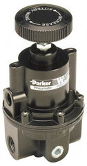 Parker - 3/8 NPT Port, 80 CFM, Aluminum Diaphragm Operated Regulator - 0 to 60 psi Range, 250 Max psi Supply Pressure, 1/4" Gauge Port Thread, 2.06" Wide x 4.35" High - Exact Tool & Supply