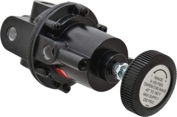 Parker - 1/4 NPT Port, 80 CFM, Aluminum Diaphragm Operated Regulator - 2 to 150 psi Range, 250 Max psi Supply Pressure, 1/4" Gauge Port Thread, 2.06" Wide x 4.35" High - Exact Tool & Supply