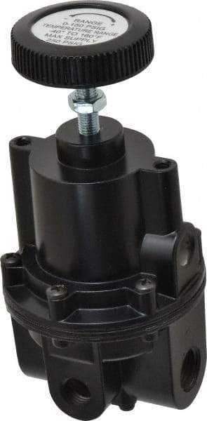 Parker - 3/8 NPT Port, 80 CFM, Aluminum Diaphragm Operated Regulator - 2 to 150 psi Range, 250 Max psi Supply Pressure, 1/4" Gauge Port Thread, 2.06" Wide x 4.35" High - Exact Tool & Supply
