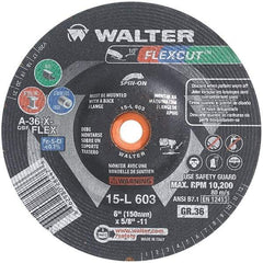 WALTER Surface Technologies - 6" Diam, 36 Grit Surface Grinding Wheel - Aluminum Oxide/Silicon Carbide Blend, Resinoid Bond - Exact Tool & Supply