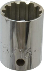 Proto - 1/2" Drive, 15/16" Socket, Spline Socket - 12 Points, 1-9/16" OAL - Exact Tool & Supply