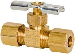 Eaton - 150 Max psi, 1/4" Pipe, Brass, Inline Instrumentation Needle Valve - Compression x Compression End Connections - Exact Tool & Supply