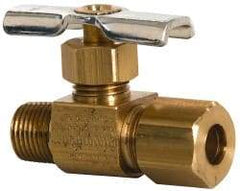 Eaton - 150 Max psi, 1/4 x 1/8" Pipe, Brass, Inline Instrumentation Needle Valve - Compression x MNPT End Connections - Exact Tool & Supply