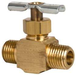Eaton - 150 Max psi, 1/4" Pipe, Brass, Inline Instrumentation Needle Valve - MNPT x MNPT End Connections - Exact Tool & Supply