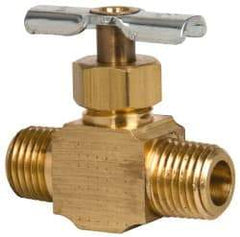 Eaton - 150 Max psi, 1/4" Pipe, Brass, Inline Instrumentation Needle Valve - MNPT x MNPT End Connections - Exact Tool & Supply