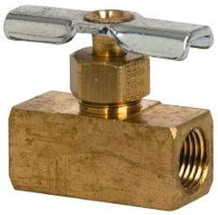 Eaton - 150 Max psi, 1/8" Pipe, Brass, Inline Instrumentation Needle Valve - FNPT x FNPT End Connections - Exact Tool & Supply