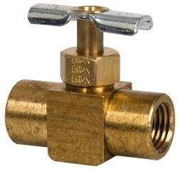 Eaton - 150 Max psi, 1/4" Pipe, Brass, Inline Instrumentation Needle Valve - FNPT x FNPT End Connections - Exact Tool & Supply