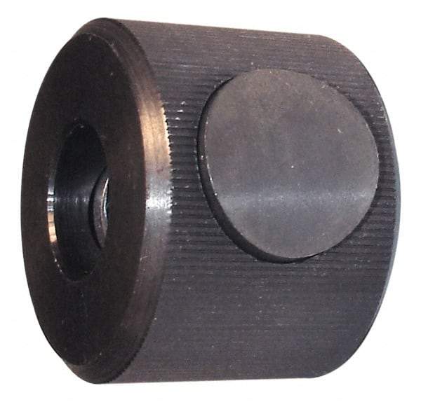 Morton Machine Works - M8x1.25 Metric Coarse Thread, Black Oxide Finish, Steel Round Knurled Push Button Thumb Nut - 19mm Overall Height, 28.5mm Head Diam - Exact Tool & Supply