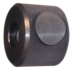 Morton Machine Works - 5/8-11" UNC Thread, Black Oxide Finish, Steel Round Knurled Push Button Thumb Nut - 1-1/8" Overall Height, 1-1/2" Head Diam - Exact Tool & Supply