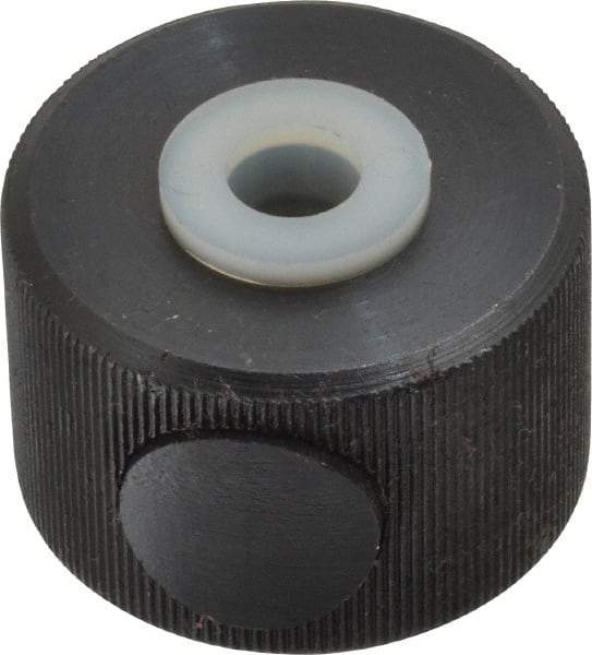 Morton Machine Works - 3/8-16" UNC Thread, Black Oxide Finish, Steel Round Knurled Push Button Thumb Nut - 3/4" Overall Height, 1-1/8" Head Diam - Exact Tool & Supply