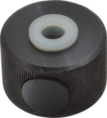 Morton Machine Works - 3/8-16" UNC Thread, Black Oxide Finish, Steel Round Knurled Push Button Thumb Nut - 3/4" Overall Height, 1-1/8" Head Diam - Exact Tool & Supply
