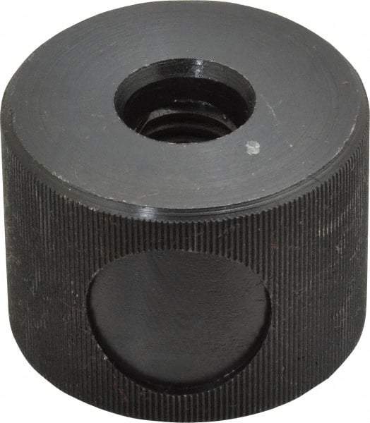 Morton Machine Works - 1/2-13" UNC Thread, Black Oxide Finish, Steel Round Knurled Push Button Thumb Nut - 1-1/8" Overall Height, 1-1/2" Head Diam - Exact Tool & Supply