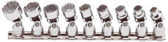 Proto - 9 Piece 1/4" Drive Standard Socket Set - 12 Points, 7/32 to 9/16", Inch Measurement Standard - Exact Tool & Supply