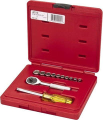 Proto - 12 Piece 1/4" Drive Chrome Finish Socket Set - 12 Points, 3/16" to 9/16" Range, Inch Measurement Standard - Exact Tool & Supply