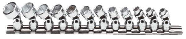 Proto - 12 Piece 1/4" Drive Standard Socket Set - 6 Points, 5 to 15mm, Metric Measurement Standard - Exact Tool & Supply
