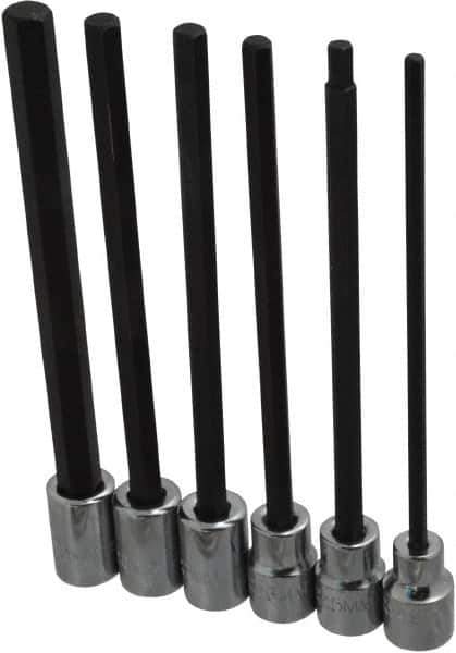 Proto - 6 Piece 3/8" Drive Metric Hex Bit Socket Set - 4 to 10mm Hex - Exact Tool & Supply