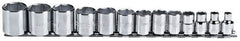 Proto - 13 Piece 3/8" Drive Chrome Finish Socket Set - 6 Points, 1/4" to 1" Range, Inch Measurement Standard - Exact Tool & Supply