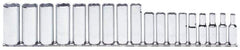 Proto - 13 Piece 3/8" Drive Chrome Finish Deep Well Socket Set - 6 Points, 1/4" to 1" Range, Inch Measurement Standard - Exact Tool & Supply